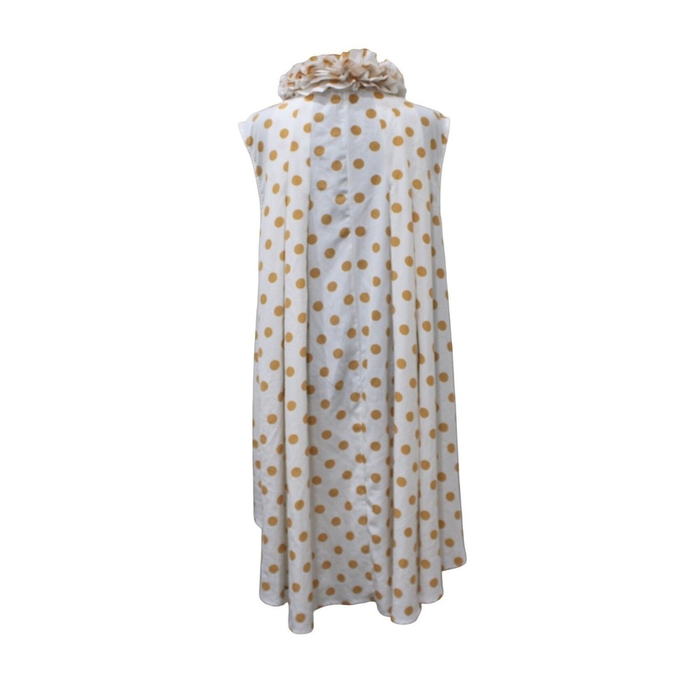 Boutique Polka Dot Swing Tunic Sleeveless Ruffle Neck Statement Collar Women L - Picture 3 of 3